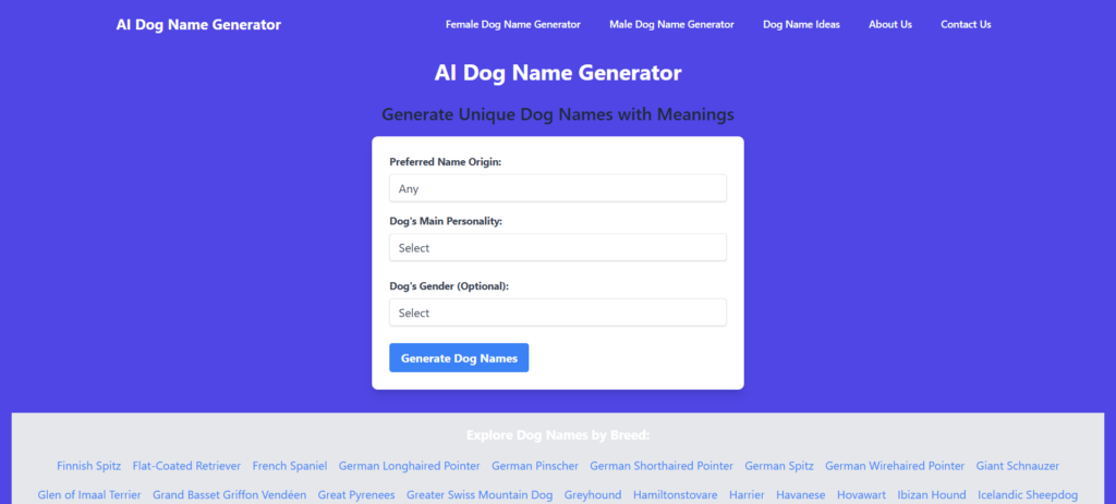 AI Dog name generator